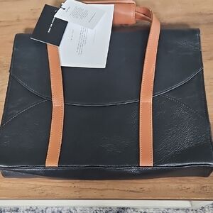 Executive Black and Tan Leather Briefcase